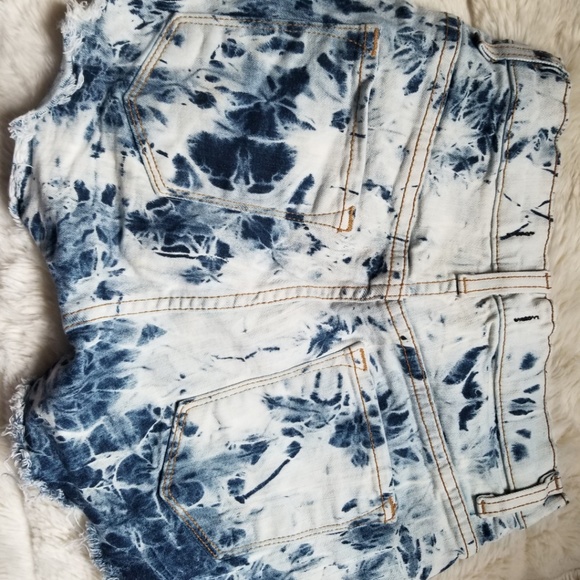 high waist cheeky shorts acid wash jeans denim - Picture 2 of 2